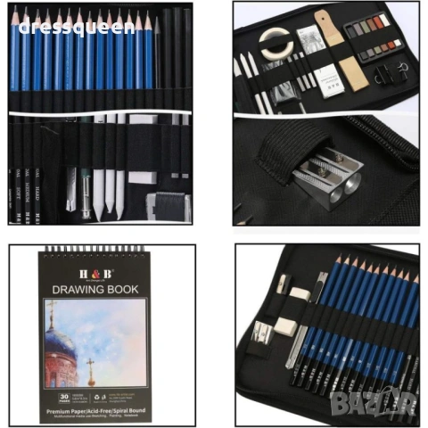 4815 Пълен комплект за скициране с бездирни моливи и аксесоари в удобен калъф, снимка 8 - Други - 53727346