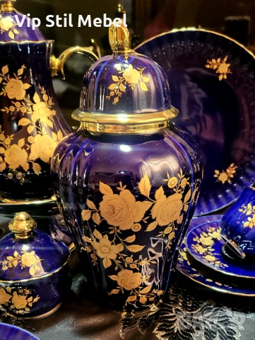 Сервиз в кобалтово синьо и с 22 карата позлата и , снимка 12 - Сервизи - 53695766