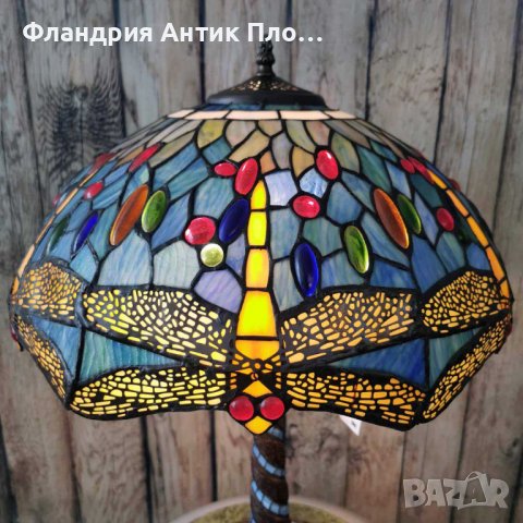 Голяма настолна лампа - Водно конче , синя , снимка 5 - Настолни лампи - 39997814