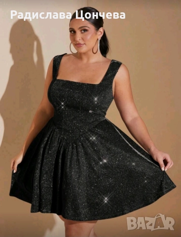Черна блестяща рокля