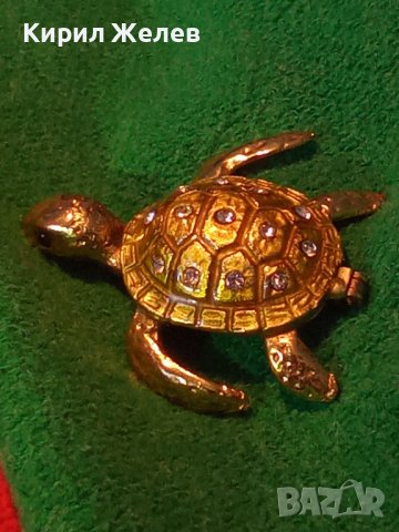 МАЛКА ПОЗЛАТЕНА БРОНЗОВА КОСТЕНУРКА ЕМАЙЛИРАНА с ЦИРКОНИ МИНИ - КУТИЙКА БИЖУ за ДЕКОРАЦИЯ 23381