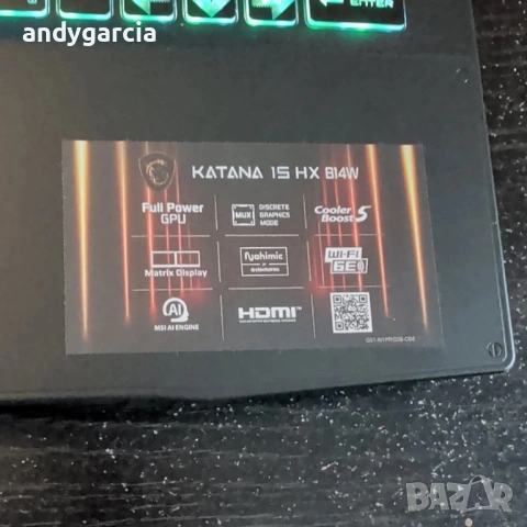 Intel Core i7 14650HX/Nvidia RTX 5070 8GB/15.6 2K 165Hz 100%DCI-P3/16GB RAM/512GB NVMe/MSI Katana 15, снимка 8 - Лаптопи за игри - 53388638