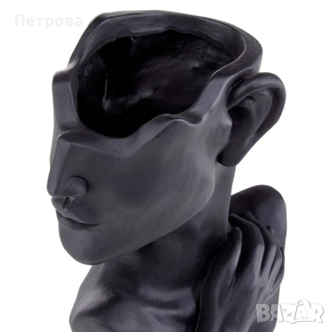 Кашпа-14.5х17х5х19.5 см./черна кашпа/черна саксия, снимка 2 - Саксии и кашпи - 44620091