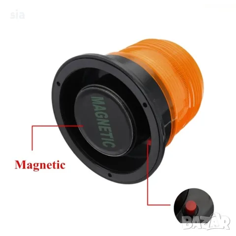 Сигнална лампа за камион със солар и магнит, 8 диода, снимка 3 - Аксесоари и консумативи - 48781934