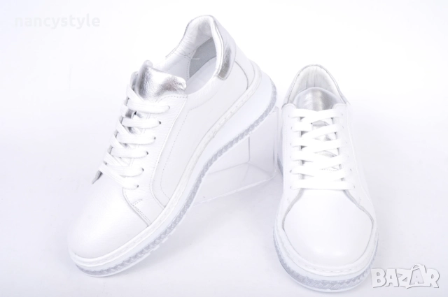 НОВО! Бели спортни обувки с ниска платформа, снимка 2 - Дамски ежедневни обувки - 51688528