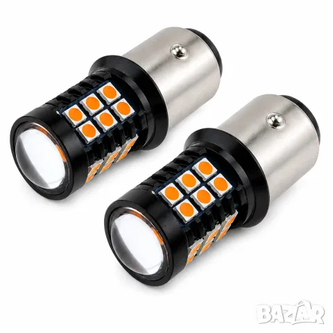 LED крушки 1156 BA15S оранжеви 24V 2 броя