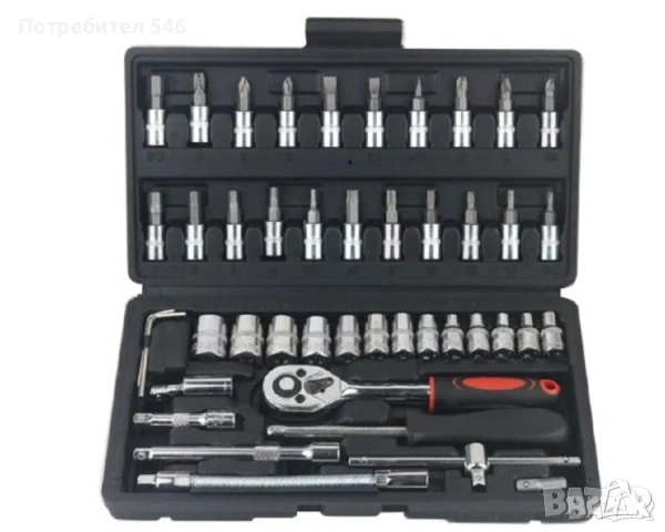 Професионален комплект инструменти Гедоре 46 части в куфар – 1/4" Тресчотка и битове