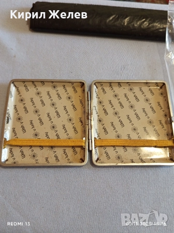 Винтидж метална табакера с кожа за КОЛЕКЦИЯ ДЕКОРАЦИЯ 49035, снимка 2 - Други ценни предмети - 52264176