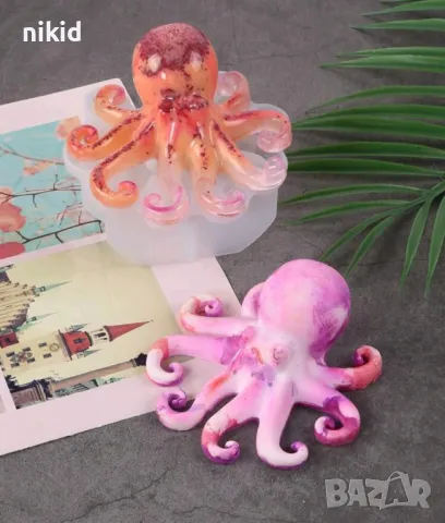 3D Октопод медуза силиконов молд форма фондан шоколад гипс смола свещ сапун декор, снимка 3 - Форми - 49640384
