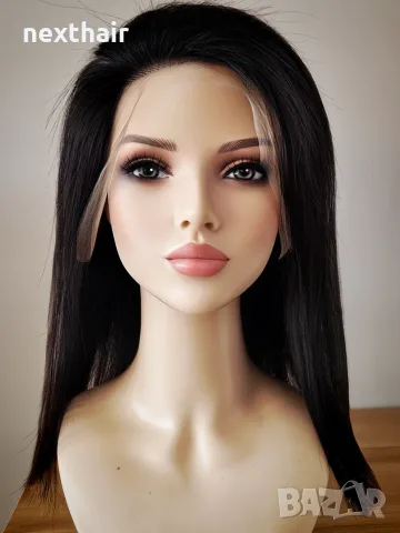 Естествена бразилска черна перука 40 см с Lace Front 13×4 – елегантност и естествен вид