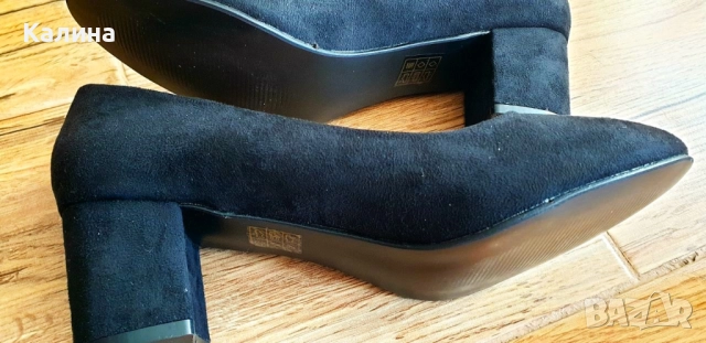 Официални черни, дамски, велурени обувки, снимка 3 - Дамски елегантни обувки - 52682754