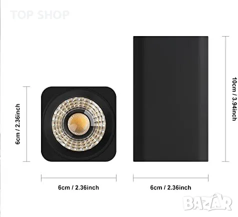 Нова Алуминиева LED лампа за таван стая балкон осветление 10W 3000K, снимка 2 - Лампи за таван - 49945138