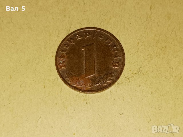 1 пфениг, райхспфениг 1938 г. Германия , Трети райх, снимка 2 - Нумизматика и бонистика - 41746310