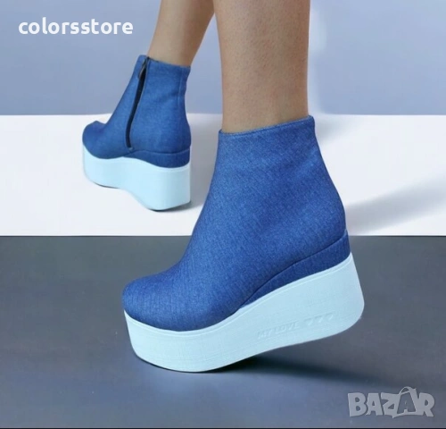 Боти на платформа - деним с бяло ходило - 130K