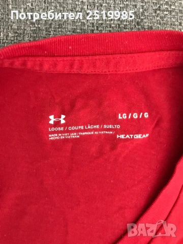 Червена тениска Under Armour, снимка 2 - Тениски - 50530493