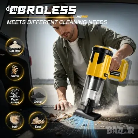 Акумулаторна ръчна прахосмукачка 4-в-1 10000Pa за DeWalt 18V/20V, снимка 4 - Прахосмукачки - 55933409
