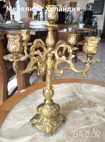 Бронзови свещници за 5 свещи, снимка 5 - Антикварни и старинни предмети - 52390028