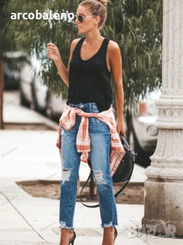 Дамски темпераментни скъсани дънки, 3цвята, снимка 4 - Дънки - 39179993