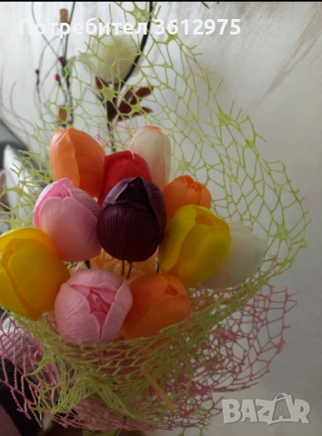 Букет лалето от ароматен сапун, снимка 2 - Декорация за дома - 53202825