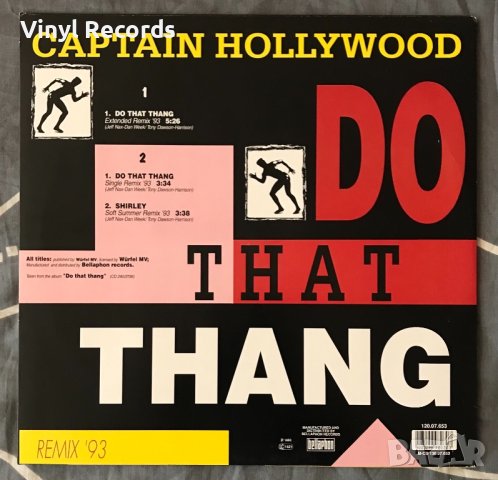 Captain Hollywood – Do That Thang (Remix '93) Vinyl, 12", Maxi-Single, 45 RPM, снимка 2 - Грамофонни плочи - 42269763