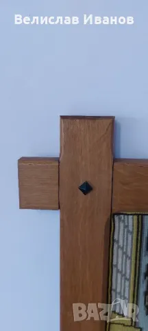 Гоблен "Млекарката" с вълнени конци и масивна дървена рамка, снимка 4 - Гоблени - 50054709