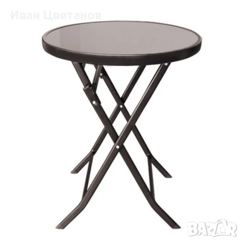 Маса Muhler D60xH74cm, сгъваема, стъклен плот