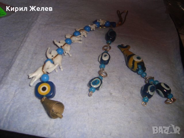 Лот РИСУВАНО ЦВЕТНО СТЪКЛО Тип МУРАНО СЛОНЧЕТА РИБА БРОНЗОВА КАМБАНКА ОКО на НАЗАР ТАЛИСМАНИ 24441, снимка 8 - Колекции - 35996836