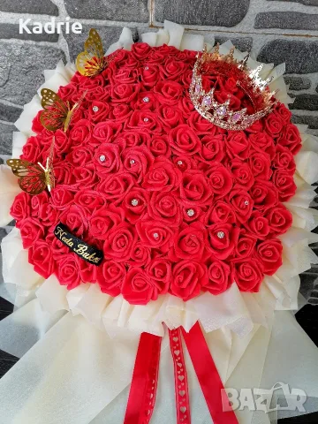 вечен букет 101🌹👑 човешки размер , снимка 2 - Романтични подаръци - 55849475