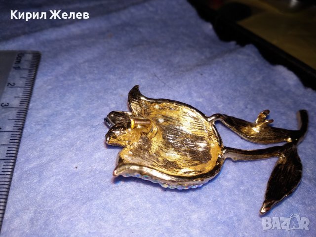 ПОЗЛАТЕНА ФЛОРАЛНА АР НУВО СТИЛ КРИСТАЛНА БРОНЗОВА БРОШКА ЦВЕТЕ / ЛИПСВА й ИГЛАТА! 37035, снимка 6 - Други - 39934790