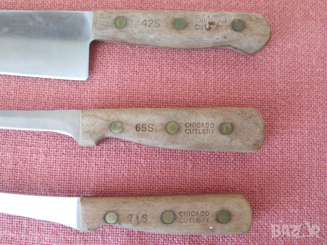 Vintage CHICAGO CUTLERY-проф.нож ,тиково дърво-3бр., снимка 5 - Ножове - 41737420