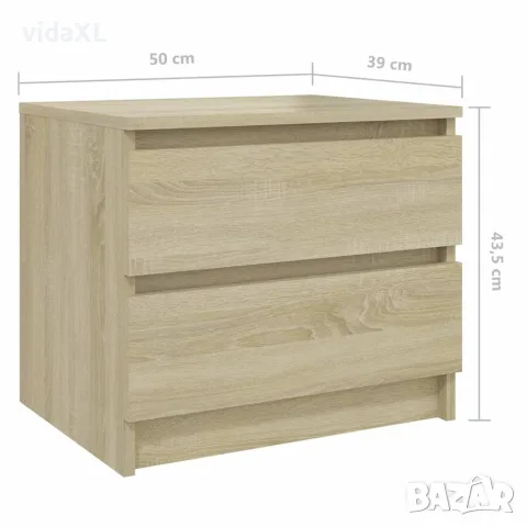 vidaXL Нощни шкафчета 2 бр дъб сонома 50x39x43,5 см инженерно дърво, снимка 8 - Шкафове - 56147825