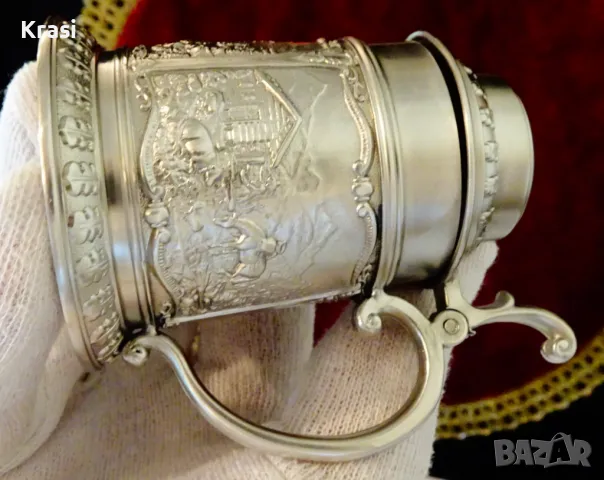 Халба от калай с красиви селски картини, снимка 10 - Антикварни и старинни предмети - 47417485