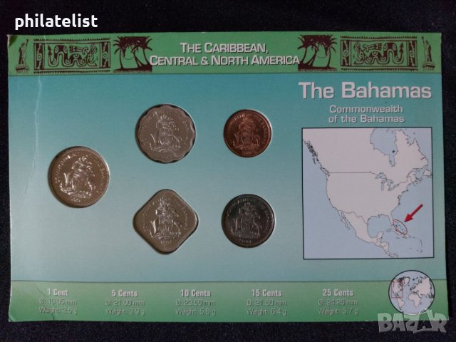 Бахамски о-ви 1992-2007 - Комплектен сет от 5 монети, снимка 2 - Нумизматика и бонистика - 44499751
