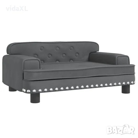 vidaXL Кучешко легло тъмносиво 70x45x30 см кадифе