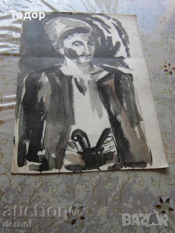 Стар акварел картина войвода хайдутин на картон 2, снимка 5 - Колекции - 34540660