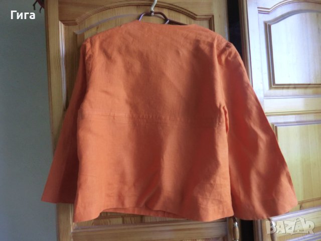 оранжево ленено сако, снимка 4 - Сака - 40608078