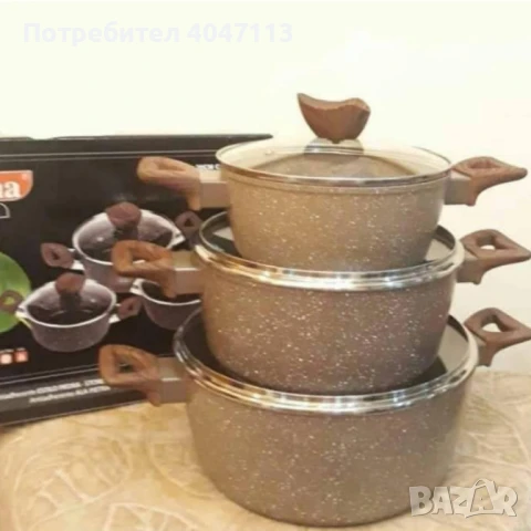 Комплект от 3 алуминиеви тенджери с капак, снимка 3 - Съдове за готвене - 51372139