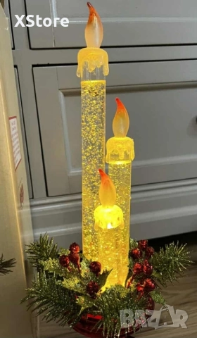 Празничен блясък и топлина с декоративни светещи свещи. 2 варианта, снимка 2 - Декорация за дома - 52440972