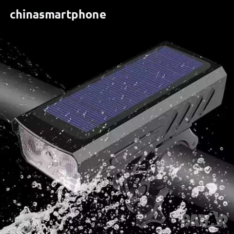 Соларен фар за велосипед с 3*T6 диода, сирена 120dB, 3000Lm, снимка 10 - Части за велосипеди - 50652060