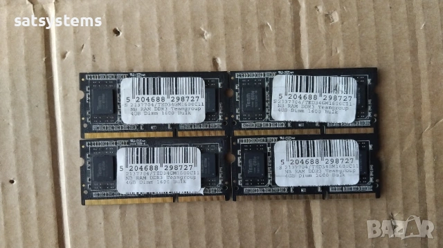 SO-DIMM Memory Module Team Group Elite Kit 4x4GB,DDR3 1600MHz(PC3-12800U) CL11 1.5V, снимка 2 - RAM памет - 37996153