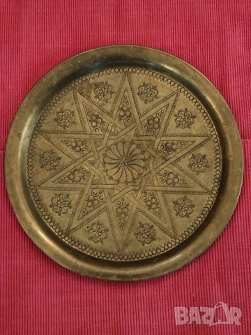 Стар месингов поднос. , снимка 4 - Антикварни и старинни предмети - 50518700