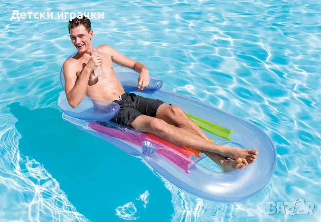 Надуваем дюшек кресло King Kool INTEX, 160 х 85 см, PVC, сив/син, снимка 5 - Надуваеми играчки - 49928085