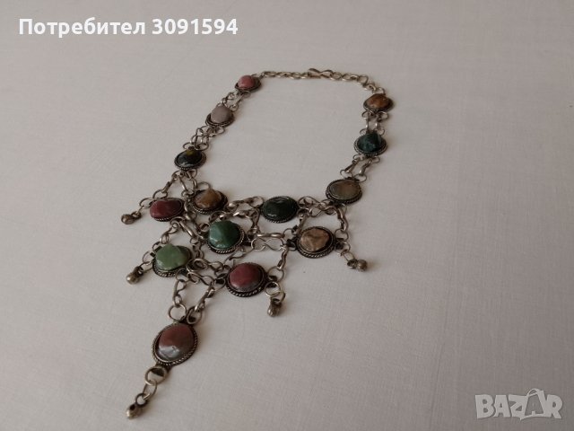 колие със полоскъпоценен камък, ретро племенно колие, ретро бижута, снимка 10 - Антикварни и старинни предмети - 41877109
