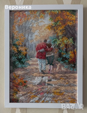 ушит гоблен с чешки мъниста " Минорно настроение", снимка 2 - Гоблени - 52559086