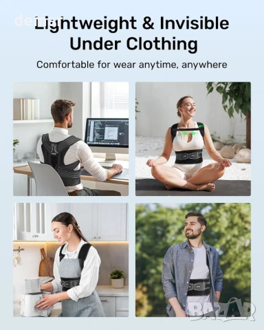 Коректор за стойка Rakiie за жени и мъже, подобрена ортеза за гръб, сива, размер XL, снимка 7 - Ортези и протези - 50455305