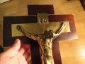 Огромен стар кръст разпятие Исус Христос 38 х 26 см -внос Израел, Йерусалим, снимка 1 - Антикварни и старинни предмети - 35918305