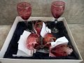 Гравирани чаши цветно стъкло за вино 6 бр., снимка 3