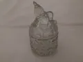 Стара стъклена захарница-бонбониера българска, снимка 1