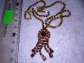 РАЗКОШНА СТАРИННА РЕТРО АРТ ДЕКО ПОЗЛАТЕНА БРОНЗОВА СКЪПОЦЕННА ОГЪРЛИЦА с КАМЪНИ ГРАНАТ 38656, снимка 9