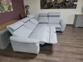 Сив ъглов диван от плат "HUKLA M-Bavero" с ел. релакс механизъм, снимка 12